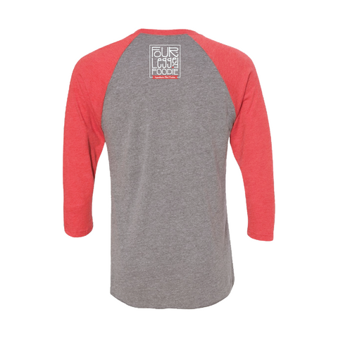 Dogs Dig It - 3/4 Sleeve Raglan T-Shirt Heather Grey and Red
